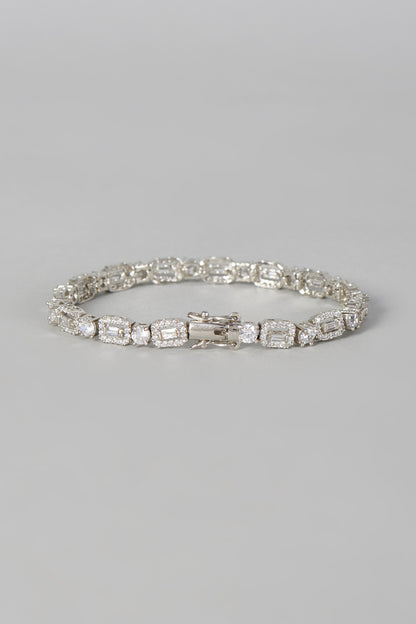 White Finish Zircon Bracelet In Sterling Silver