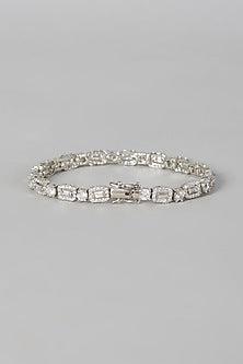 White Finish Zircon Bracelet In Sterling Silver