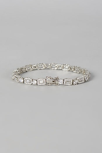 White Finish Zircon Bracelet In Sterling Silver