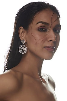 White Finish Zirconia Dangler Earrings In Sterling Silver