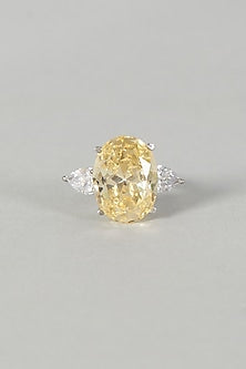 White Finish Sapphire Ring In Sterling Silver