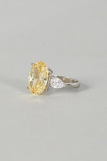 White Finish Sapphire Ring In Sterling Silver