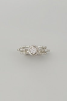 White Finish Swarovski Ring In Sterling Silver