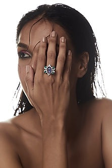 White Finish Amethyst Ring In Sterling Silver