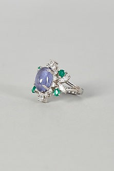 White Finish Amethyst Ring In Sterling Silver