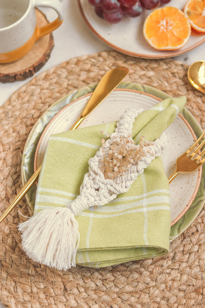 Off-White Cotton Thread Napkin Rings (Set of 6)