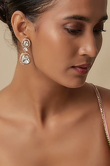 Gold Finish Uncut Zircon Dangler Earrings