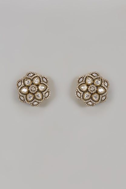 Victorian Finish Uncut Zircon Stud Earrings