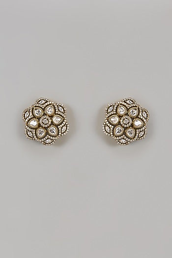Victorian Finish Uncut Zircon Stud Earrings