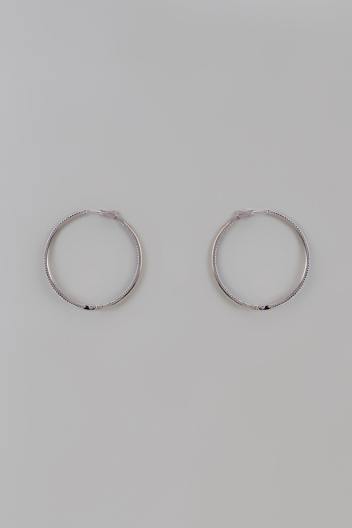 White Finish Uncut Zircon Hoop Earrings