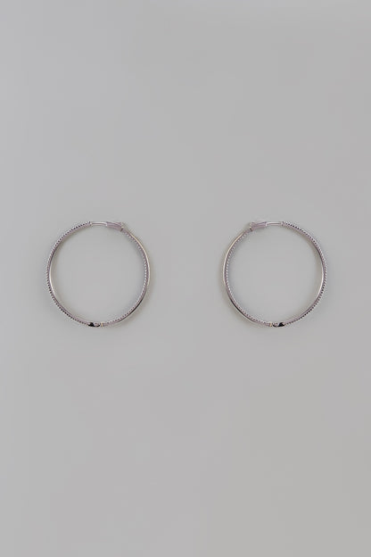 White Finish Uncut Zircon Hoop Earrings