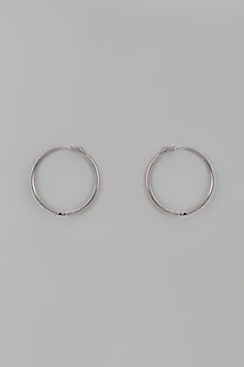 White Finish Uncut Zircon Hoop Earrings