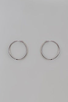 White Finish Uncut Zircon Hoop Earrings