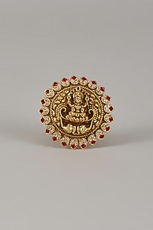 Victorian Finish Uncut Zircon & Ruby Stone Adjustable Ring