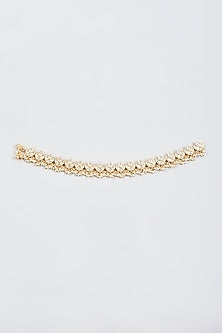 Gold Finish Kundan Polki Anklets (Set Of 2)