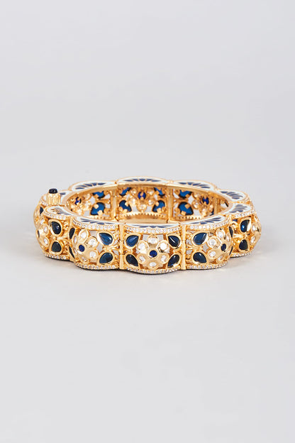 Gold Finish Synthetic Emerald Stone Enamelled Bracelet