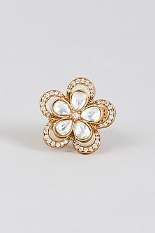 Gold Finish Synthetic Stone Ring