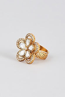 Gold Finish Synthetic Stone Ring