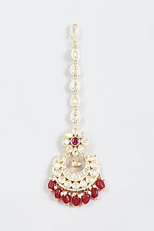 Gold Finish Kundan Polki Maangtikka