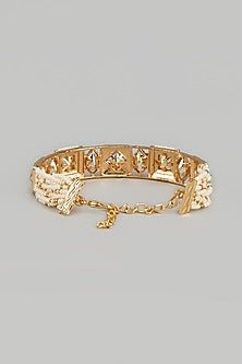 Gold Finish Pearl Meenakari Bracelet
