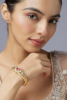 Gold Finish Ruby & Unut Stone Bracelet