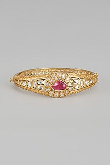 Gold Finish Ruby & Unut Stone Bracelet