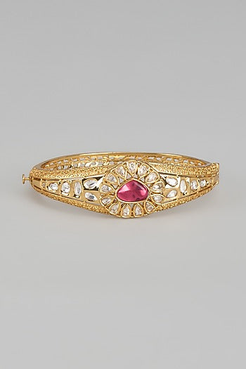 Gold Finish Ruby & Unut Stone Bracelet