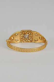 Gold Finish Uncut Kundan Polki & Ruby Stone Enameled Bracelet