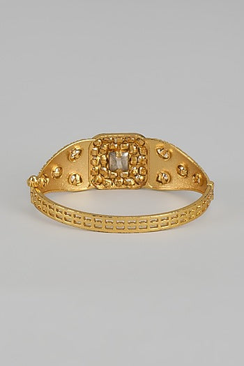 Gold Finish Uncut Kundan Polki & Ruby Stone Enameled Bracelet