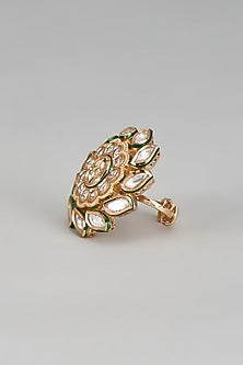 Gold Finish Uncut Stone & Kundan Polki Ring