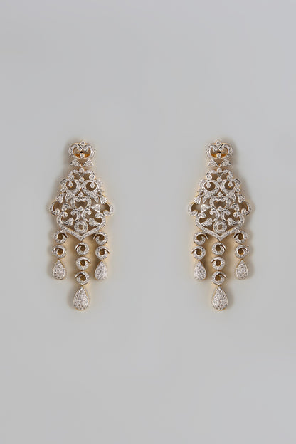 Gold Finish Zircon Dangler Earrings