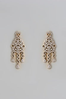 Gold Finish Zircon Dangler Earrings