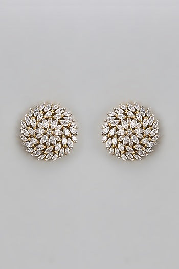 Two-Tone Finish Diamond Stud Earrings