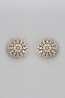 Two-Tone Finish Diamond Stud Earrings