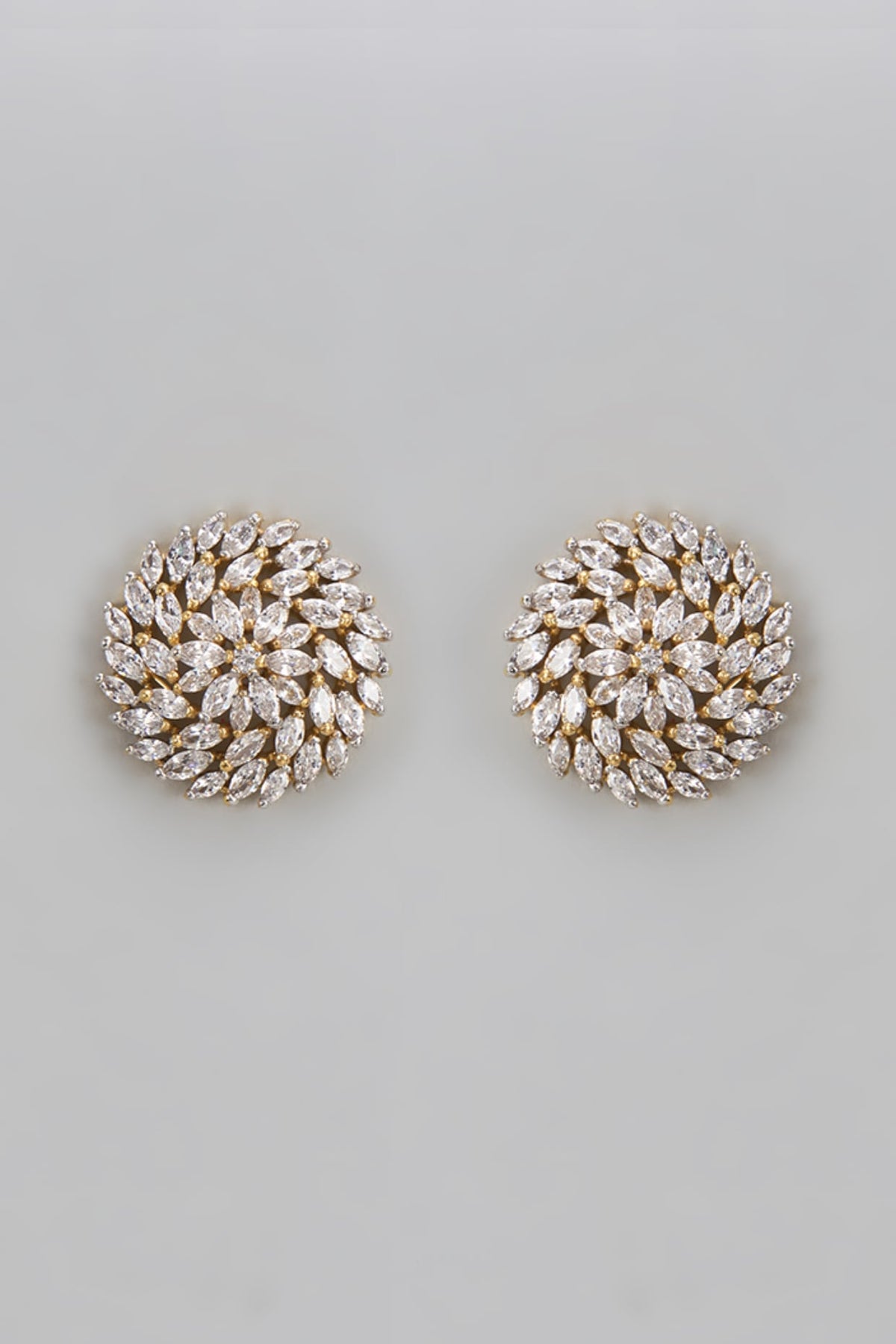Two-Tone Finish Diamond Stud Earrings