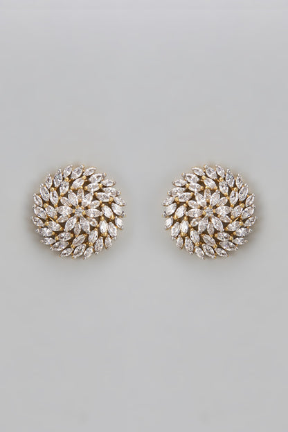 Two-Tone Finish Diamond Stud Earrings