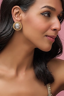 Two-Tone Finish Stud Earrings