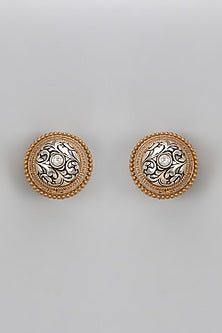 Two-Tone Finish Stud Earrings