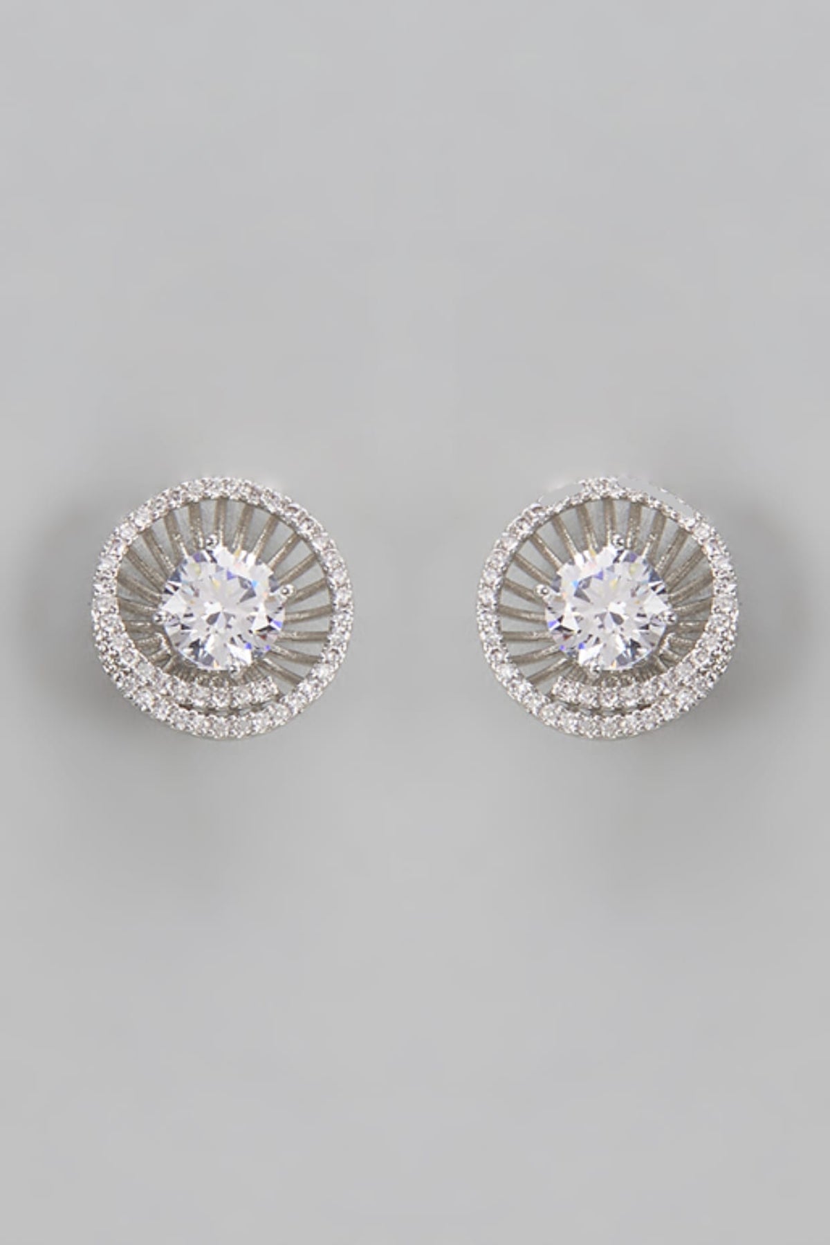 White Finish Diamond Stud Earrings