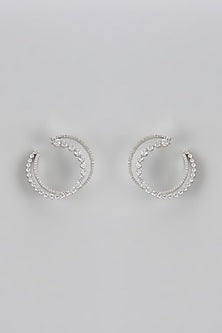 White Rhodium Finish Diamond Dangler Earrings