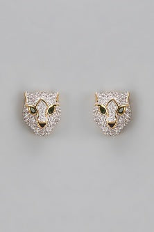 Two-Tone Finish Diamond Stud Earrings