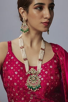 Gold Finish Moti & Beaded Mala Set