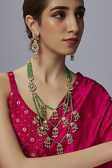 Gold Finish Kundan Polki & Pearl Mala Set