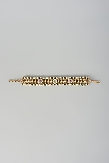 Gold Finish Green & Pink Stone Adjustable Bracelet