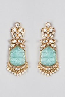 Micro Gold Finish Turquoise Stone Dangler Earrings