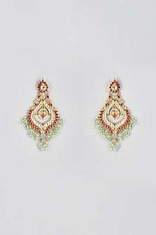 Micro Gold Finish Kundan Polki Chandbali Earrings