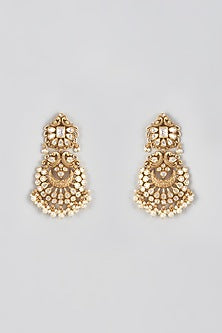 Micro Gold Finish Kundan Polki Temple Chandbali Earrings