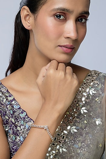 Two-Tone Finish Zircon Bracelet