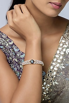 White Finish Zircon & Sapphire Stone Kada