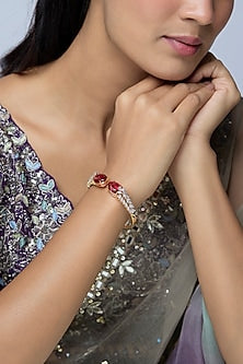 White Finish Zircon & Ruby Stone Kada